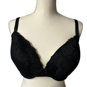 DEYLLO womens black padded lace push up bra with underwire size 38DDD/E NWT